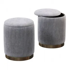 Channeled gray storage ottomans of